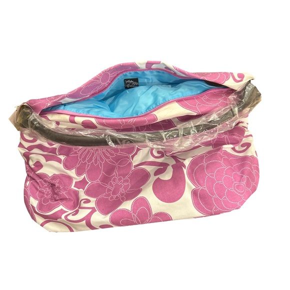 Saks Fifth Avenue Purple and White Shoulder Bag Tote Hawaiin Floral - Picture 3 of 6